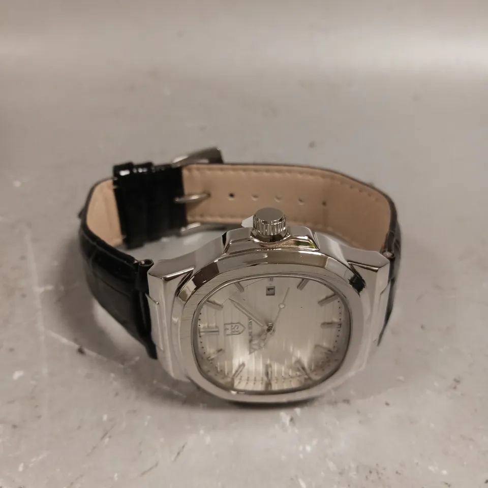 MENS FRANK SCHMIDT WATCH – TEXTURED DIAL WITH DATE – LEATHER STRAP