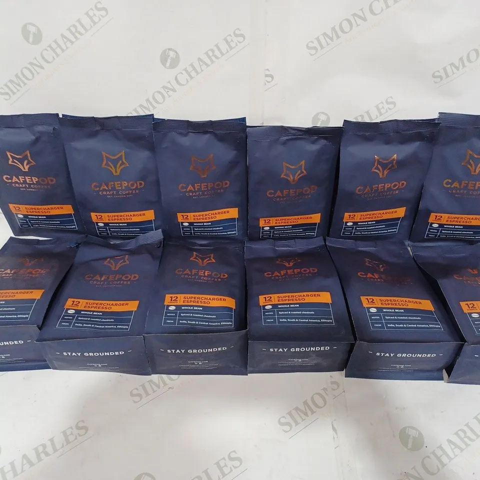 BOX TO CONTAIN APPROX. 12 X 200G PACKS OF CAFEPOD CRAFT COFFEE, SUPERCHARGER ESPRESSO BLEND 