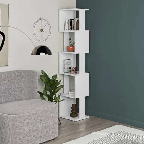 BOXED PIRI MODERN BOOKCASE DISPLAY UNIT TALL 161CM - WHITE 