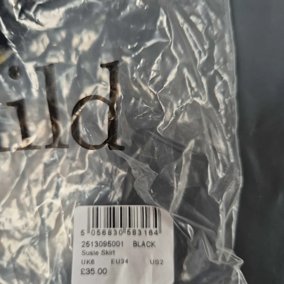 NOBODY'S CHILD SUSIE SKIRT - BLACK DAISY PRINT, UK6 (EU34, US2)