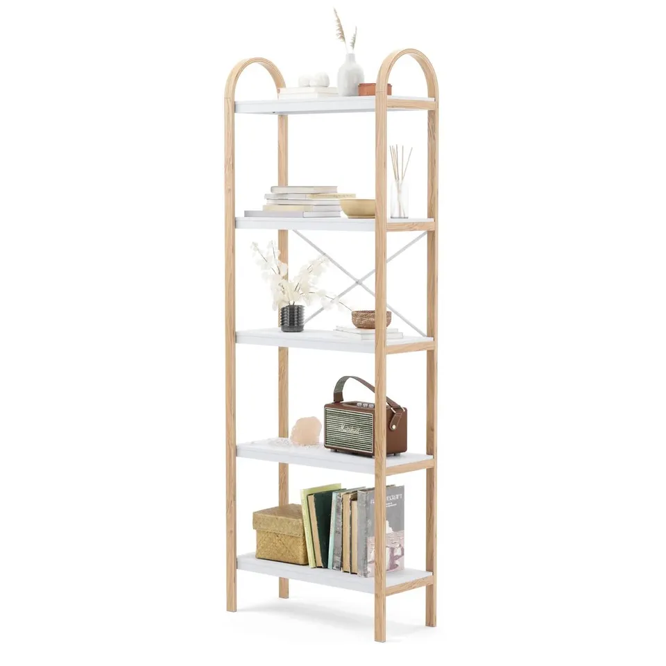 BOXED UMBRA BELLWOOD 5-TIER SHELF - WHITE/NATURAL
