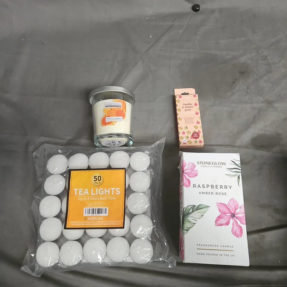 APPROXIMATELY 15 ASSORTED HOUSEHOLD ITEMS TO INCLUDE YANKEE CANDLE, STONEGLOW CANDLE, ETC 