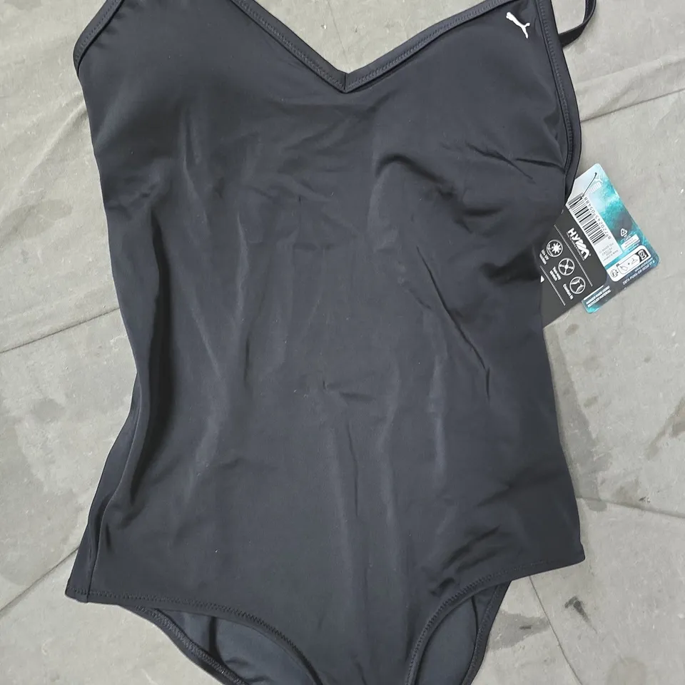 PUMA WOMEN'S SWIM V-NECK CROSSBACK SWIMSUIT IN BLACK SIZE MEDIUM