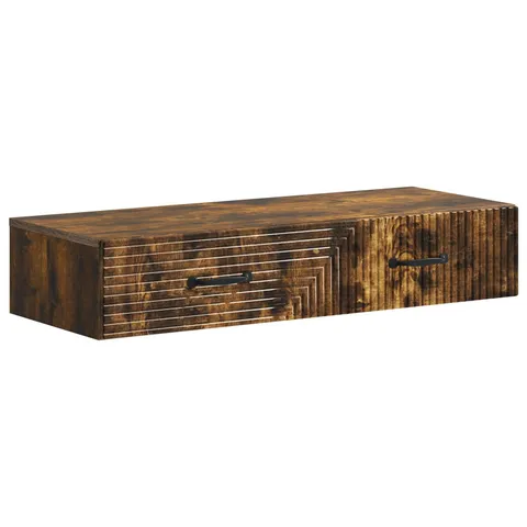 BOXED VIDAXL WALL-MOUNTED SIDE TABLE, 87.5x34.5x17.0cm - SMOKED OAK (1 BOX)