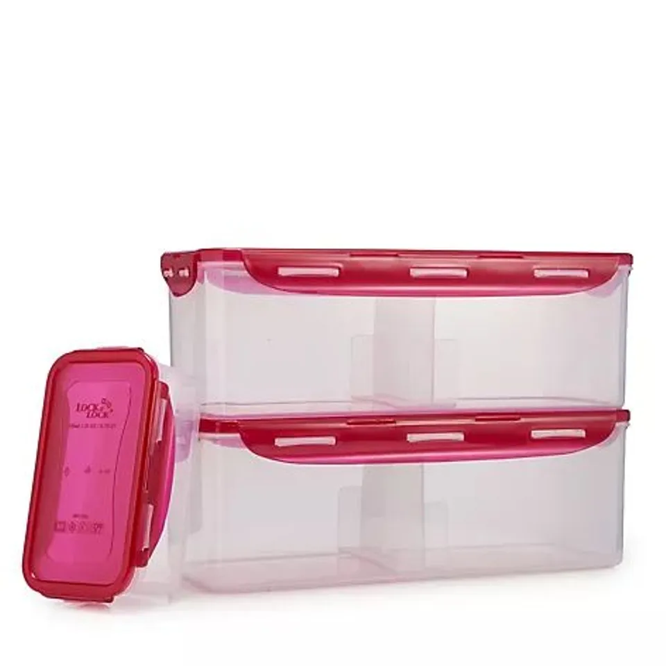 LOCKNLOCK SET OF 3 BREAD & BUTTER STORAGE CONTAINERS BERRY BOXED