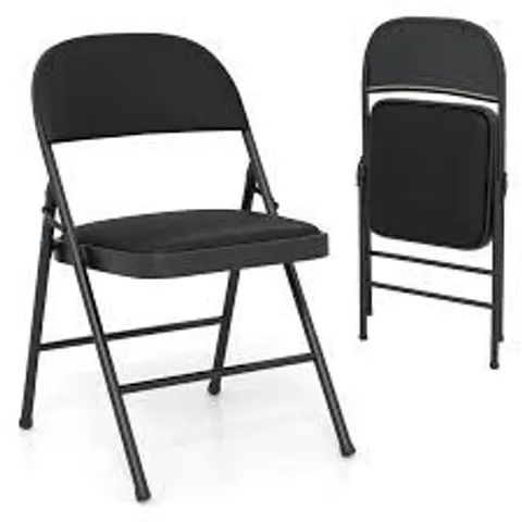 COSTWAY BLACK PVC LEATHER FOLDABLE STACKABLE CHAIR SET OF 2