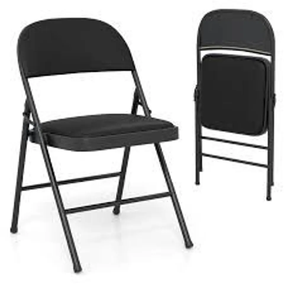 COSTWAY BLACK PVC LEATHER FOLDABLE STACKABLE CHAIR SET OF 2