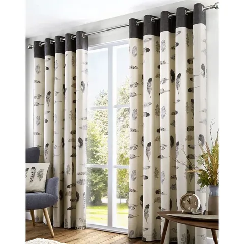 COTTON BLEND ROOM DARKENING GROMMET/EYELET CURTAIN PAIR (SET OF 2)