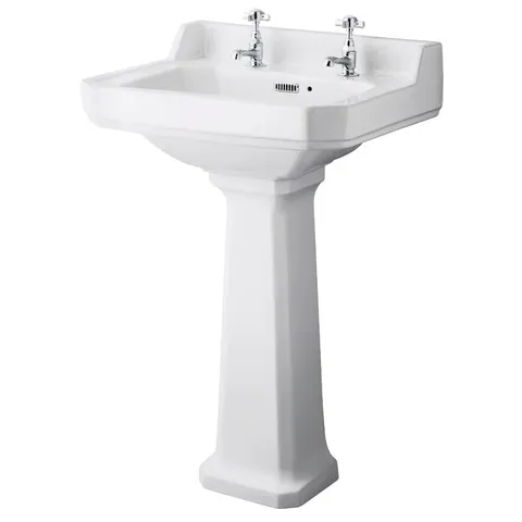 BOXED VITREOUS CHINA RECTANGULAR 560MM FULL PEDESTAL BASIN (2 BOXES)