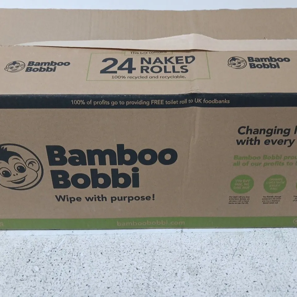 BAMBOO BOBBI TOILET TISSUE ROLLS – 24 NAKED ROLLS, BOXED