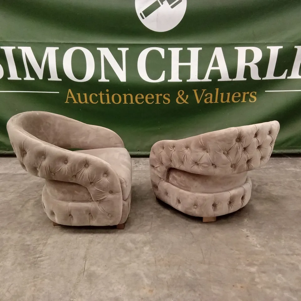 SET OF 2 QUALITY DESIGNER HARMONY PLUSH VELVET ACCENT CHAIRS