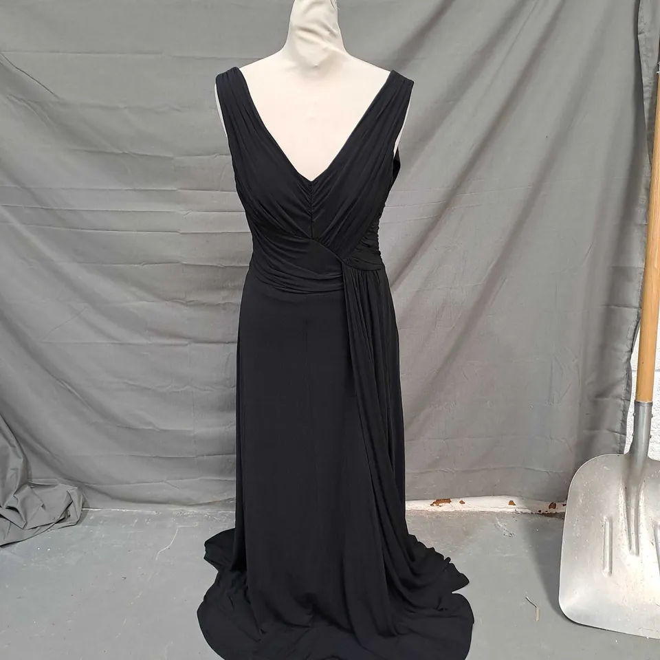 COAST RUCHED DETAIL MAXI DRESS BLACK SIZE 8