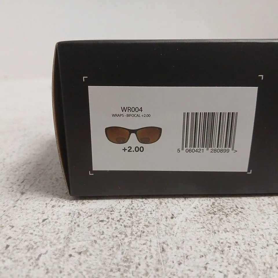 FORTIS WRAPS SUNGLASSES BIFOCAL +2.00 POLARISED SUNGLASSES BOXED