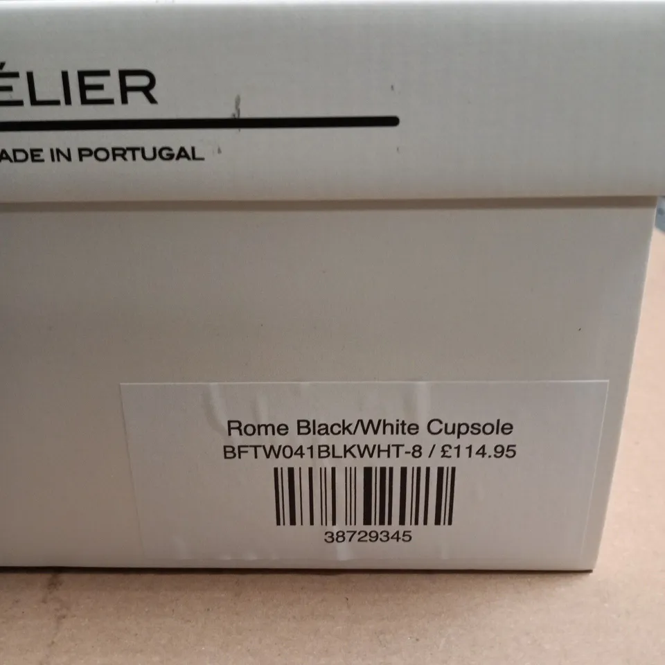 BELIER ROME BLACK/WHITE CUPSOLE TRAINERS – UK 8