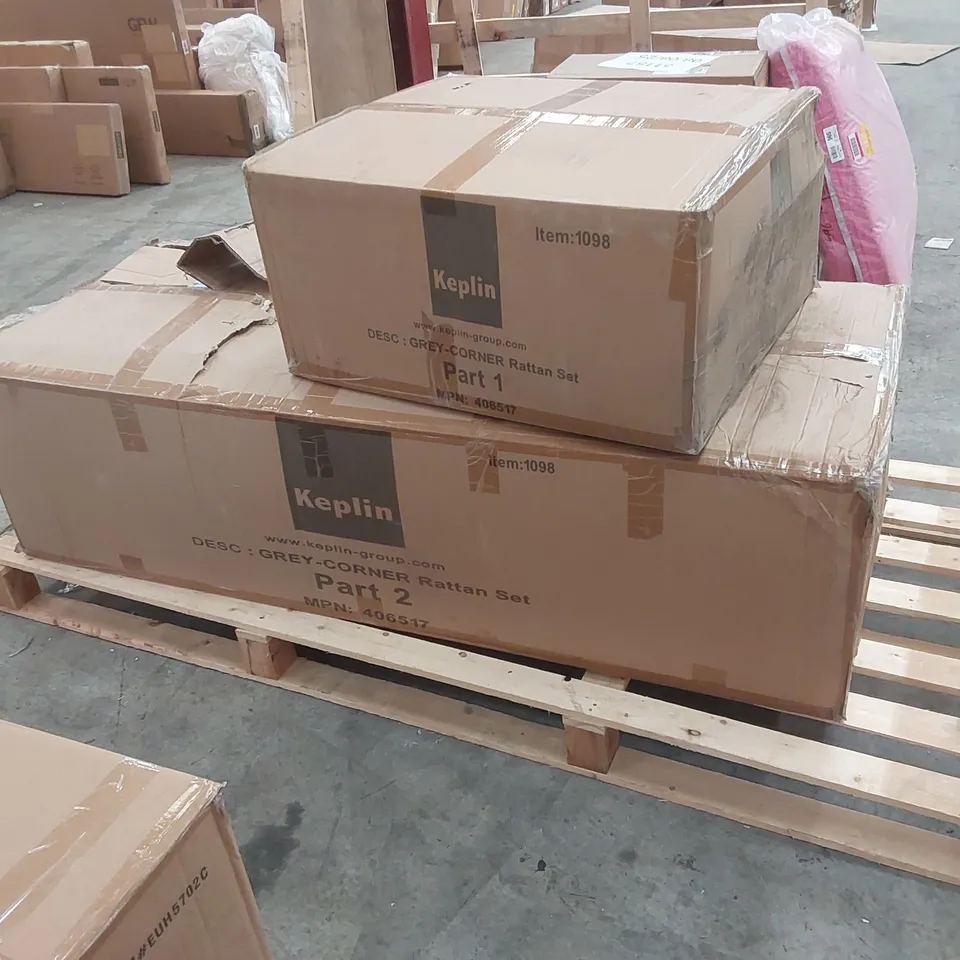 BOXED KEPLIN GREY CORNER RATTAN SET (2 BOXES)