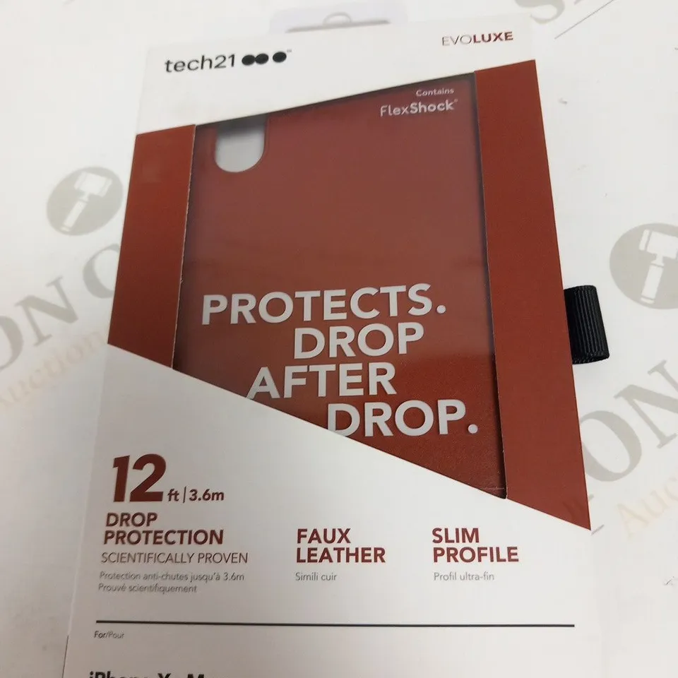 APPROXIMATELY 10 BRAND NEW BOXED TECH 21 EVOLUXE 12FT/3.6M DROP PROTECTION FAUX LEATHER SLIM PROFILE PHONE CASES FOR IPHONE XS MAX