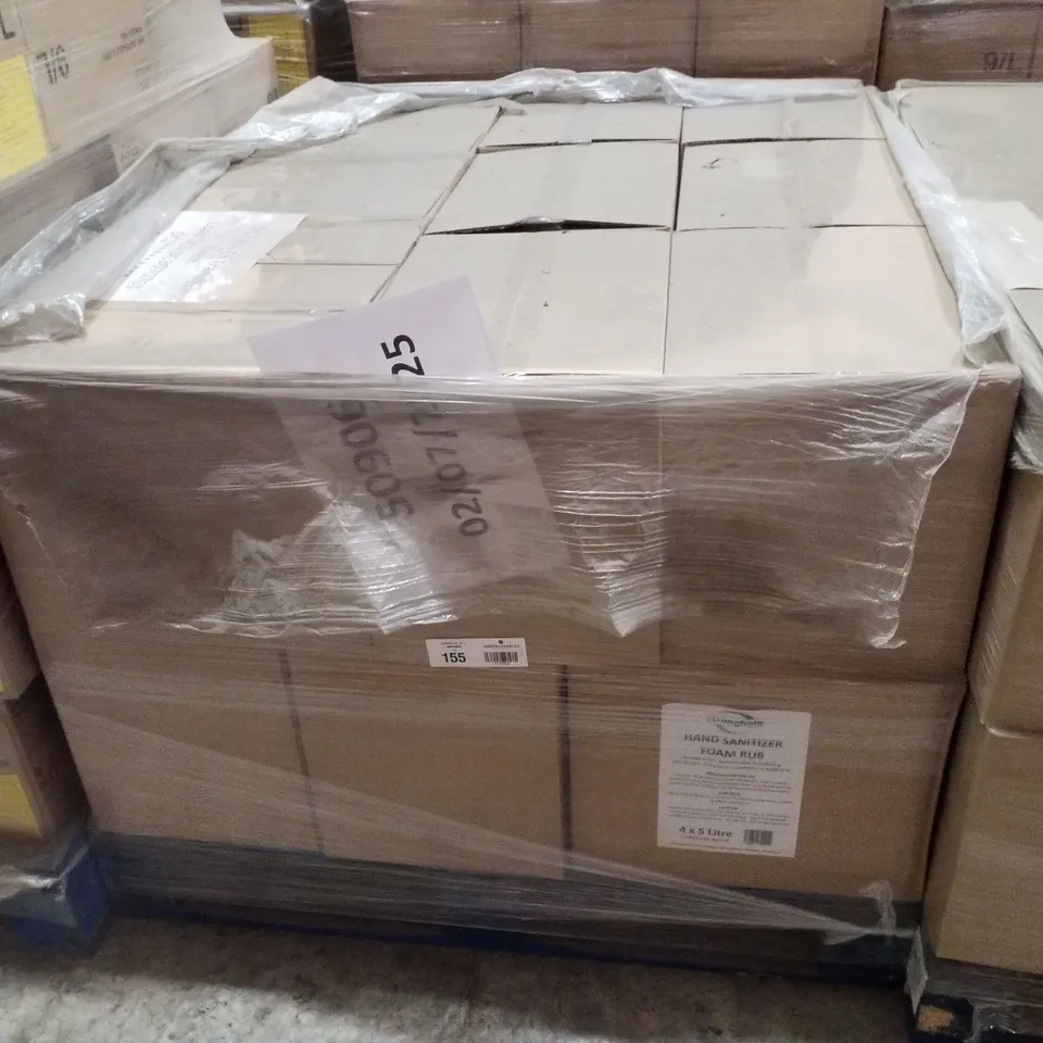 PALLET CONTAINING APPROXIMATELY 80 BOTTLES OF STRONGHOLD ALCOHOL HAND SANITISER 5LTR