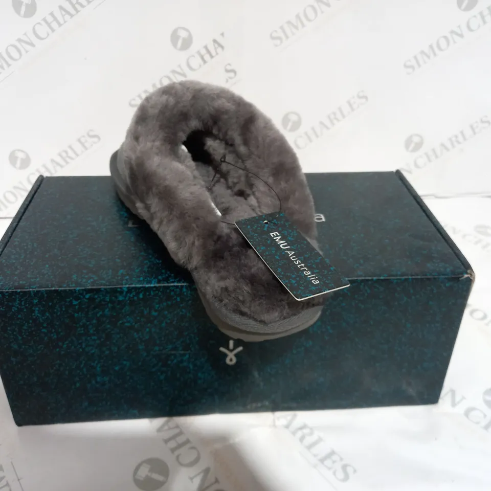 BOXED EMU NEST JOLIE SHEEPSKIN SLIPPERS, CHARCOAL - SIZE 5
