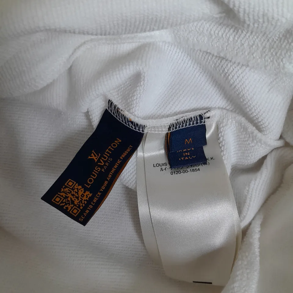 LOUIS VUITTON SIGNATURE COTTON HOODIE IN WHITE SIZE M 