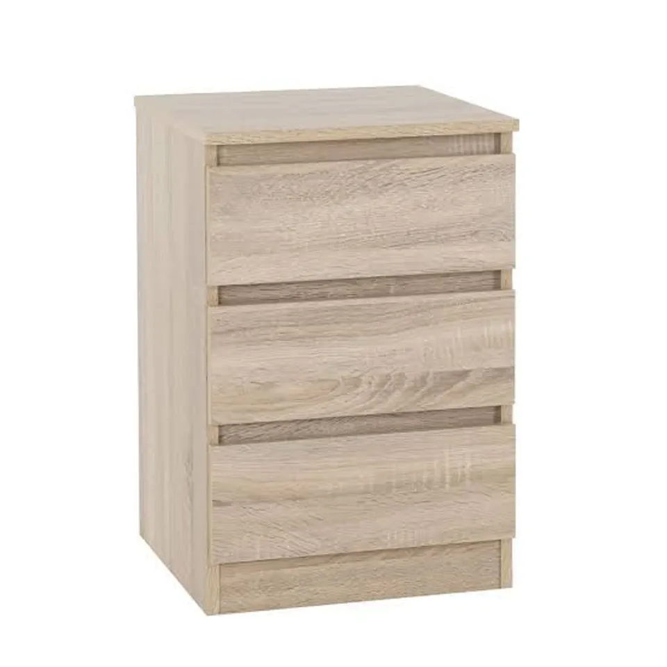 BOXED MALVERN 3 DRAWER BEDSIDE - WALNUT EFFECT VENEER (1 BOX)