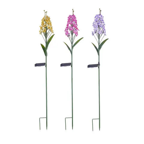 GARDEN REFLECTIONS SET OF 3 SOLAR DELPHINIUM STAKE LIGHTS
