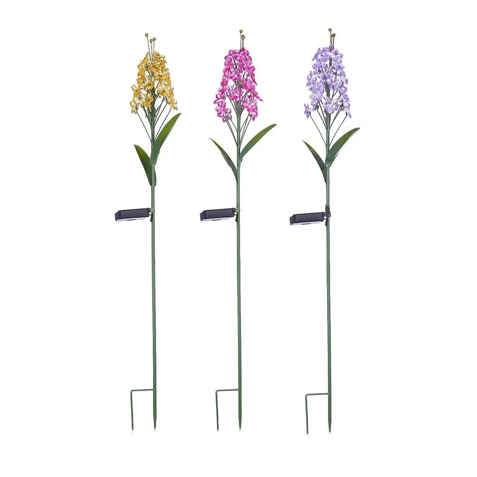 GARDEN REFLECTIONS SET OF 3 SOLAR DELPHINIUM STAKE LIGHTS