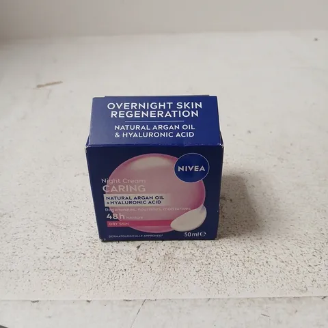 NIVEA NIGHT CREAM CARING NATURAL ARGAN OIL AND HYALURONIC ACID DRY SKIN 50ML