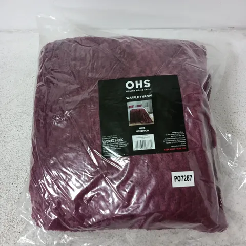 OHS WAFFLE THROW – WINE - 150CM X 200CM