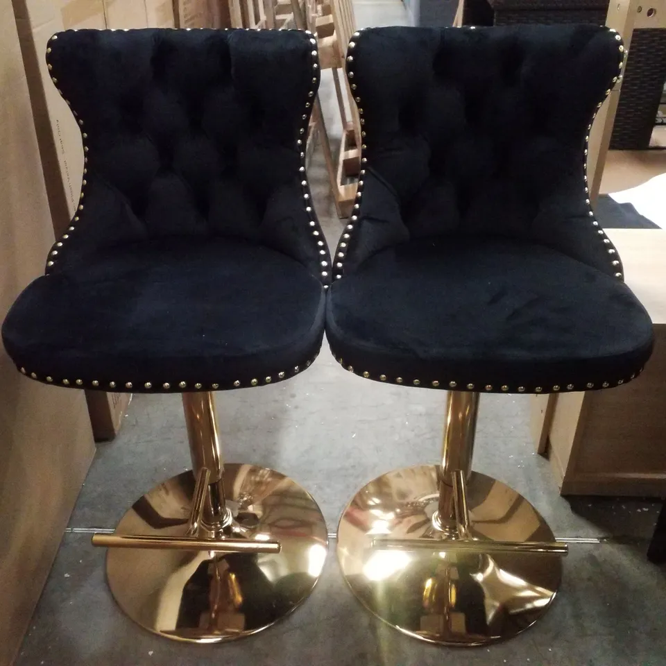 SET OF 2 PASCOLA SWIVEL ADJUSTABLE HEIGHT BAR STOOLS KITCHEN BARSTOOLS - BLACK