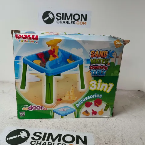 DOLU 3-IN-1 SAND, WATER & CREATIVITY TABLE – BOXED TOY SET