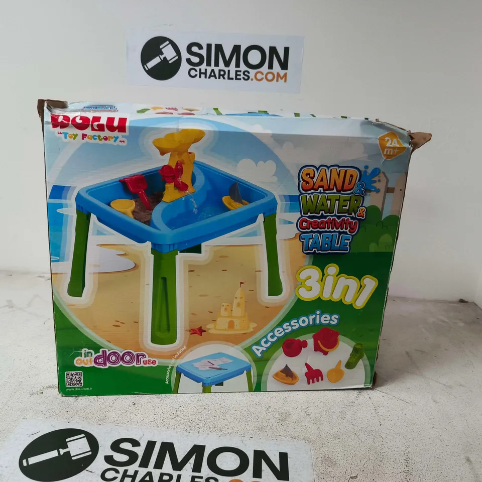 DOLU 3-IN-1 SAND, WATER & CREATIVITY TABLE – BOXED TOY SET