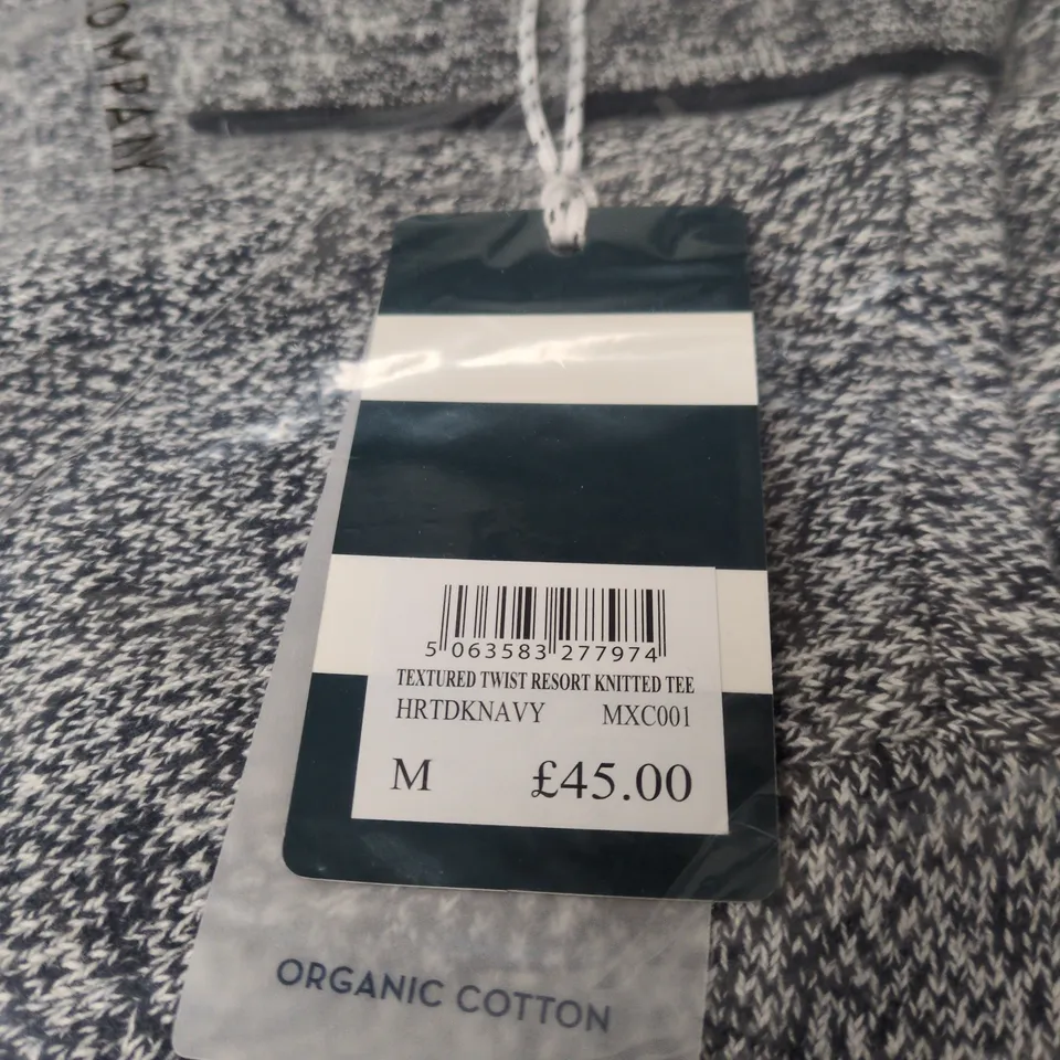 BAGGED CREW CLOTHING COMPANY KNITTED TEE NAVY MEDIUM