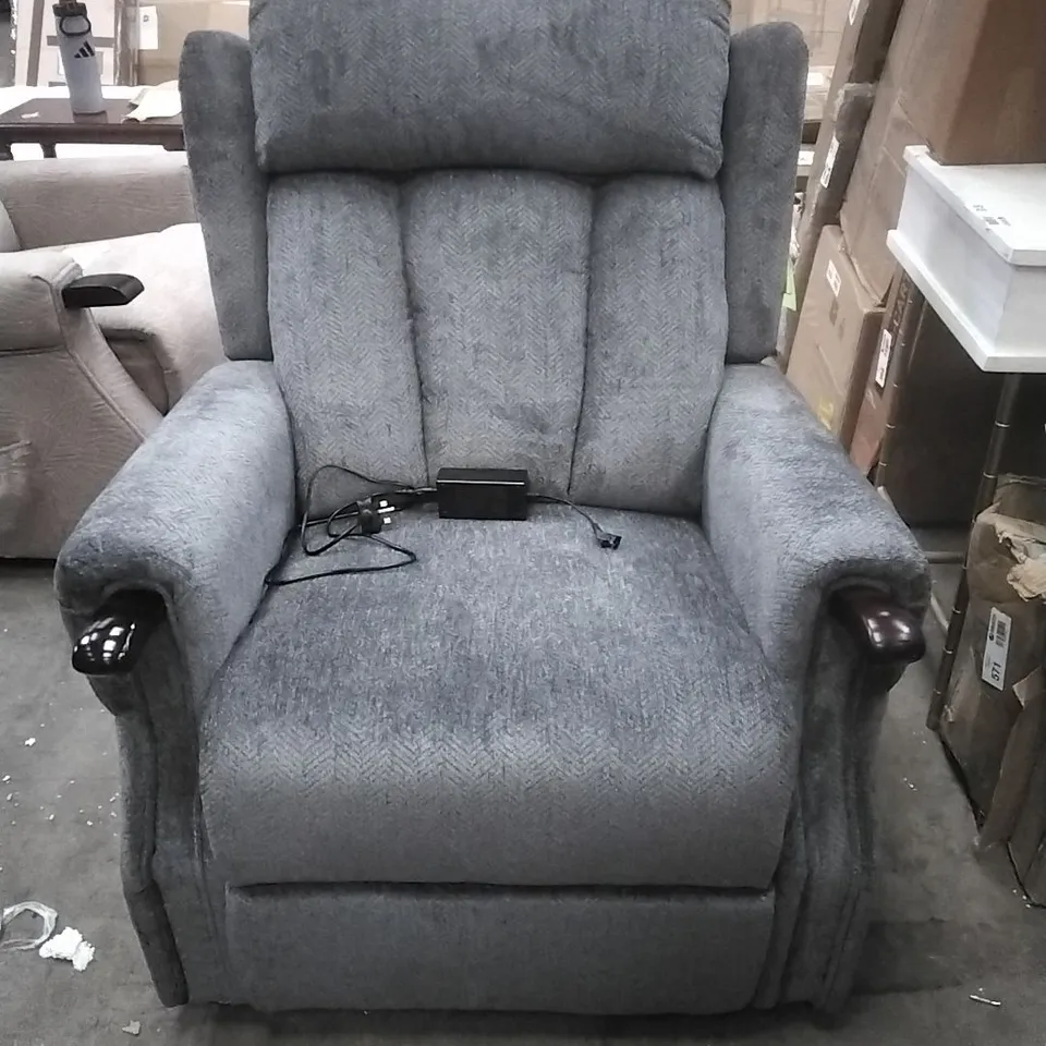 UPHOLSTERED ADCOX ELECTRIC LIFT ASSIST RECLINER - CHARCOAL 