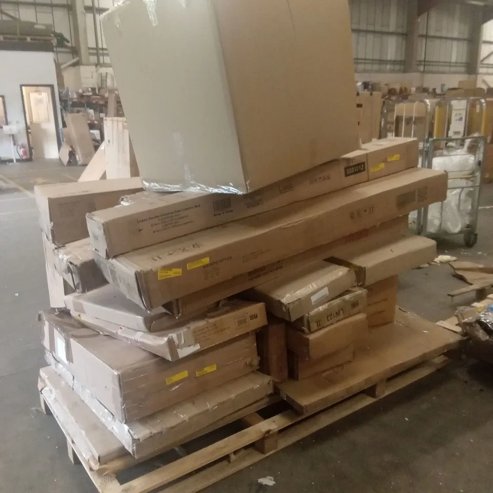 PALLET OF ASSORTED INCOMPLETE FURNITURE PARTS AND PIECES