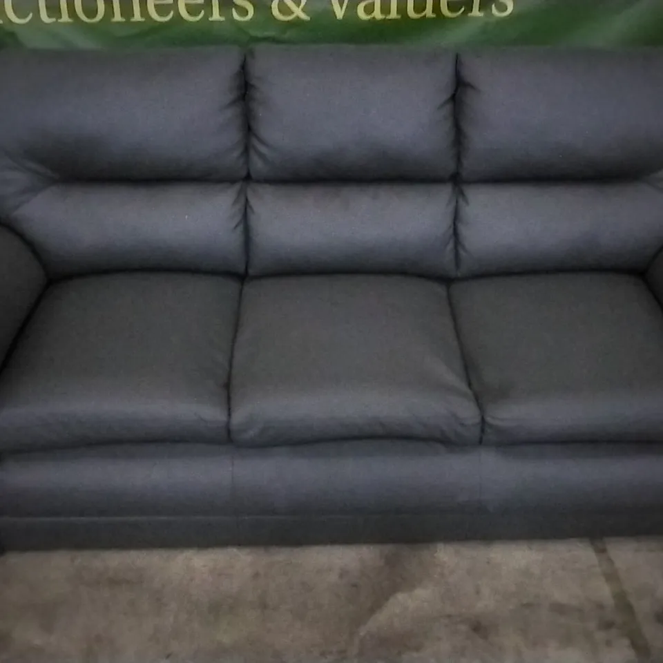 DESIGNER DARK GREY FAUX LEATHER 3 SEATER SOFA