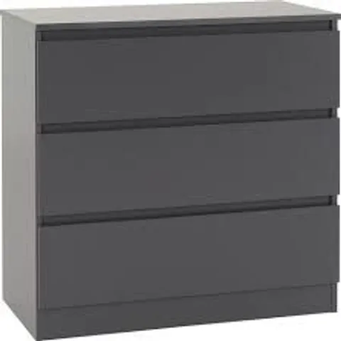 BOXED MALVERN 3 DRAWER CHEST - GREY (1 BOX)
