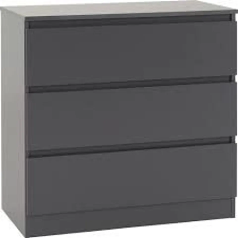 BOXED MALVERN 3 DRAWER CHEST - GREY (1 BOX)