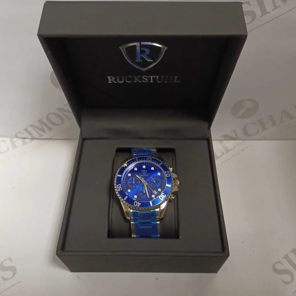 MENS RUCKSTUHL CHRONOGRAPH 8829 WATCH – BLUE DIAL - STAINLESS STEEL STRAP – 3ATM WATER RESISTANT – DATE FUNCTION