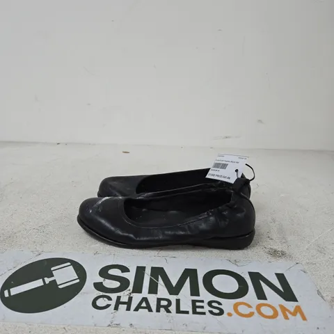 HUSH PUPPIES BLACK LEATHER SLIP-ON FLATS – WOMEN'S SHOES UK 8