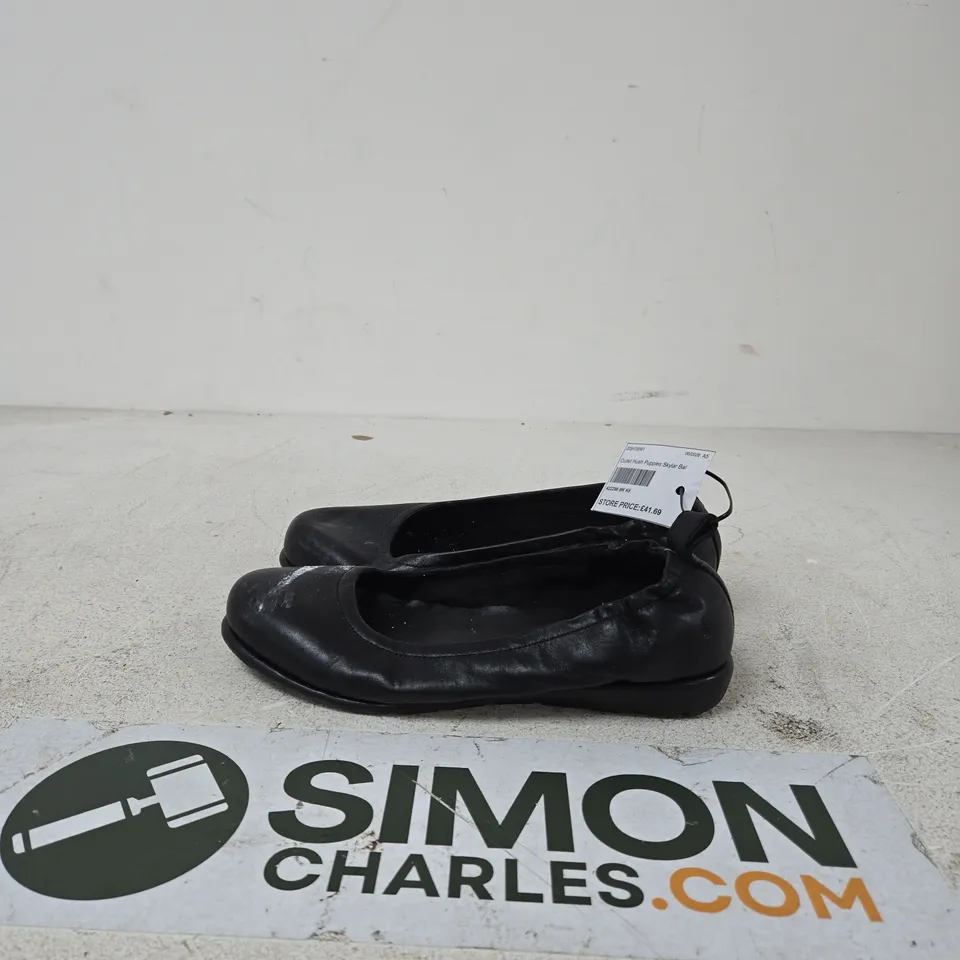 HUSH PUPPIES BLACK LEATHER SLIP-ON FLATS – WOMEN'S SHOES UK 8
