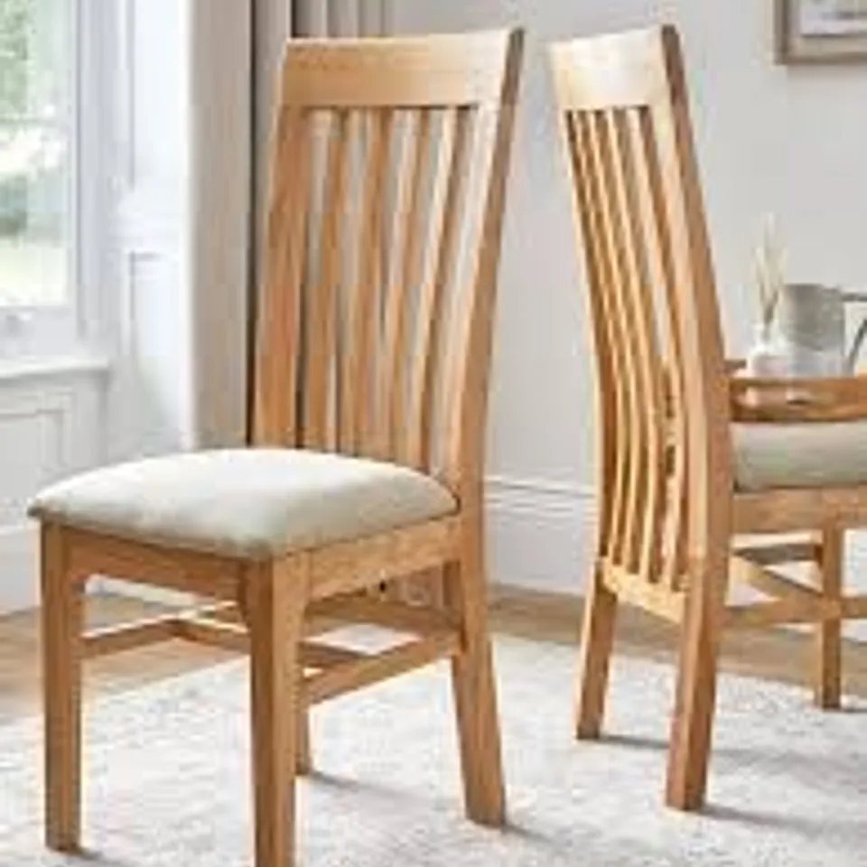 BOXED CONSTANCE DINING CHAIR PAIR - OAK (1 BOX) RRP £249
