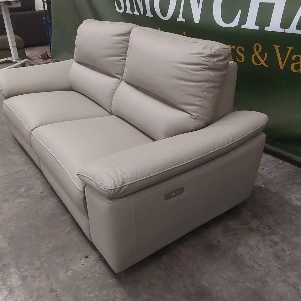 PAVILION 3 SEATER LEATHER/FAUX LEATHER POWER RECLINER SOFA - SOFT GREY RRP £1049