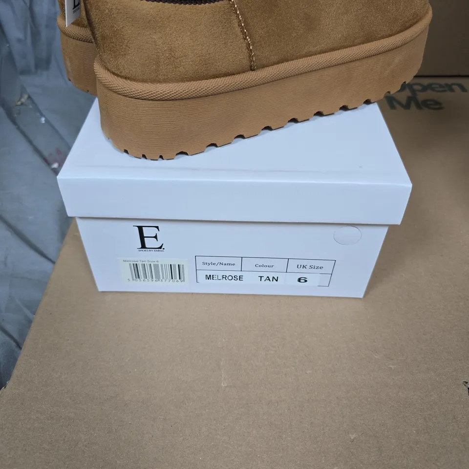 SHOES BY EMMA -  MELROSE – TAN SUEDE ANKLE BOOTS, UK SIZE 6