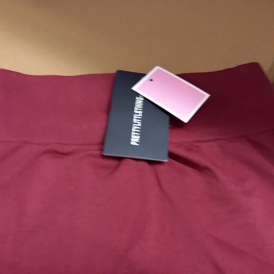 PRETTYLITTLETHING WINE BASIC SEAMLESS HIGH WAIST GYM LEGGINGS - UK L