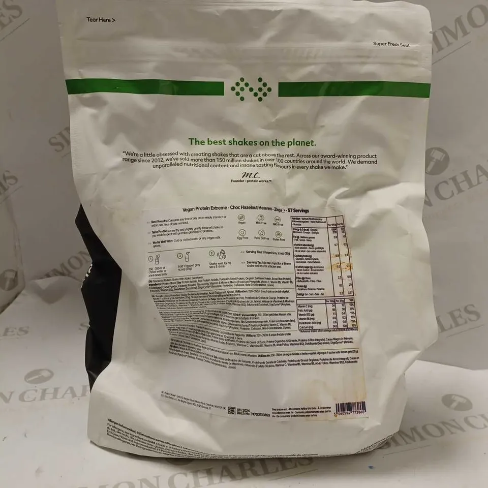 VEGAN EXTREME PROTEIN POWDER | 100% PLANT-BASED | ADDED VITAMINS & MINERALS | CHOC HAZELNUT HEAVEN (2kg)