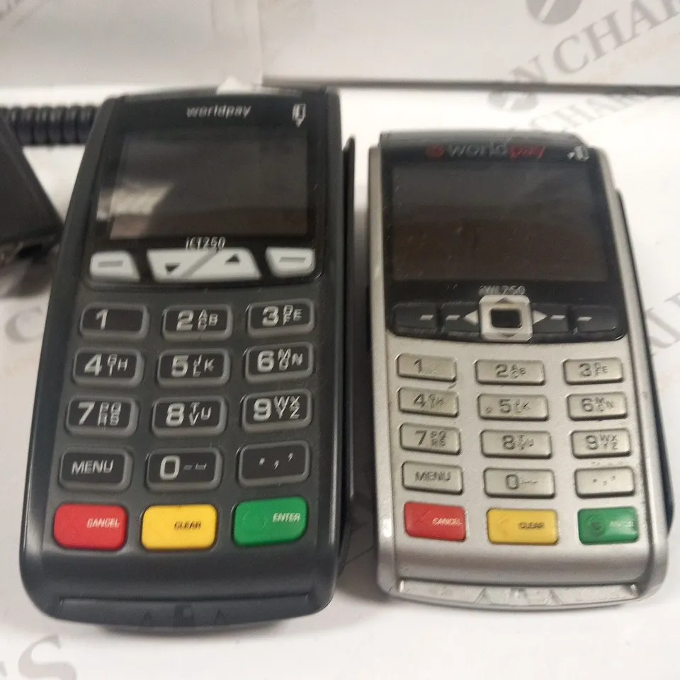 2 ASSORTED WORLD PLAY CARD MACHINES TO INCLUDE; ICT250 AND IWL250