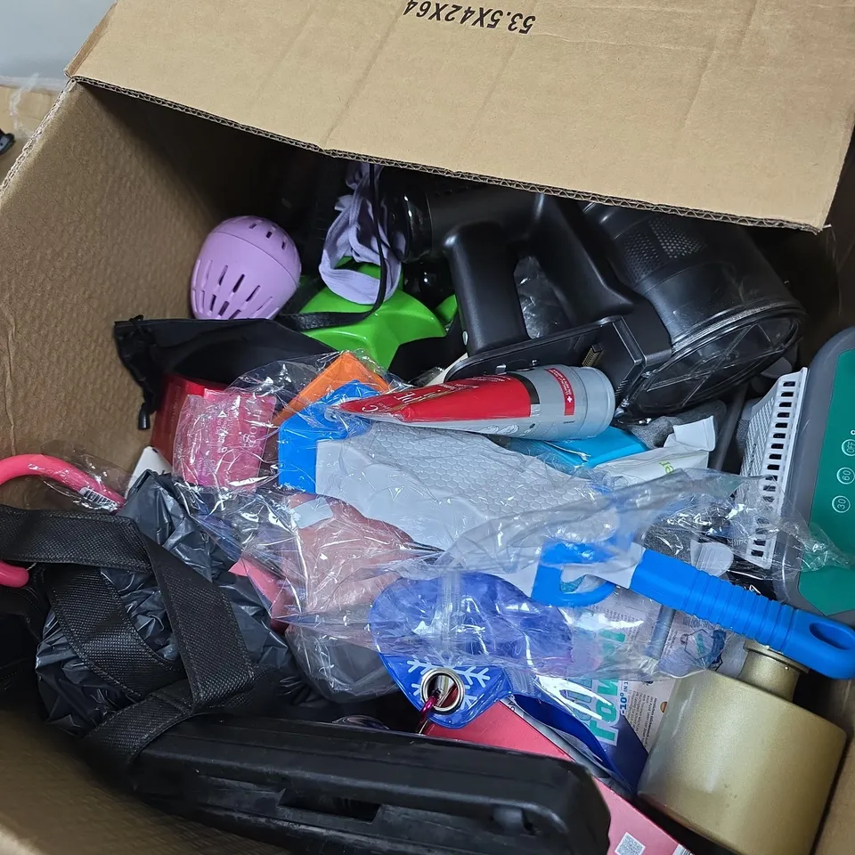 BO9X OF ASSORTED ITEMS INCLUDING VACUUM PARTS AND SHAPE UP GEL