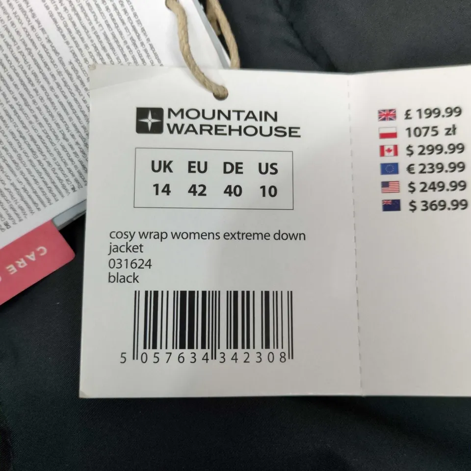 MOUNTAIN WAREHOUSE EXTREME COSY WRAP WOMEN'S DOWN JACKET - BLACK, UK 14