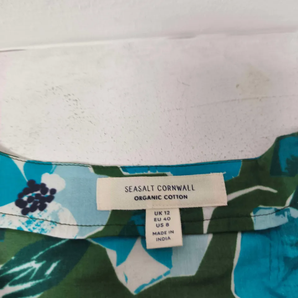 SEASALT CORNWALL WOMEN'S FLORAL TOP – ORGANIC COTTON, UK 12
