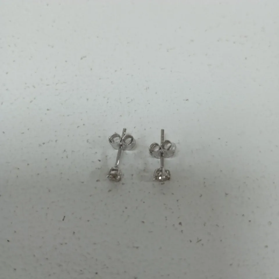 SILVER-TONE STUD EARRINGS WITH CLEAR STONES 